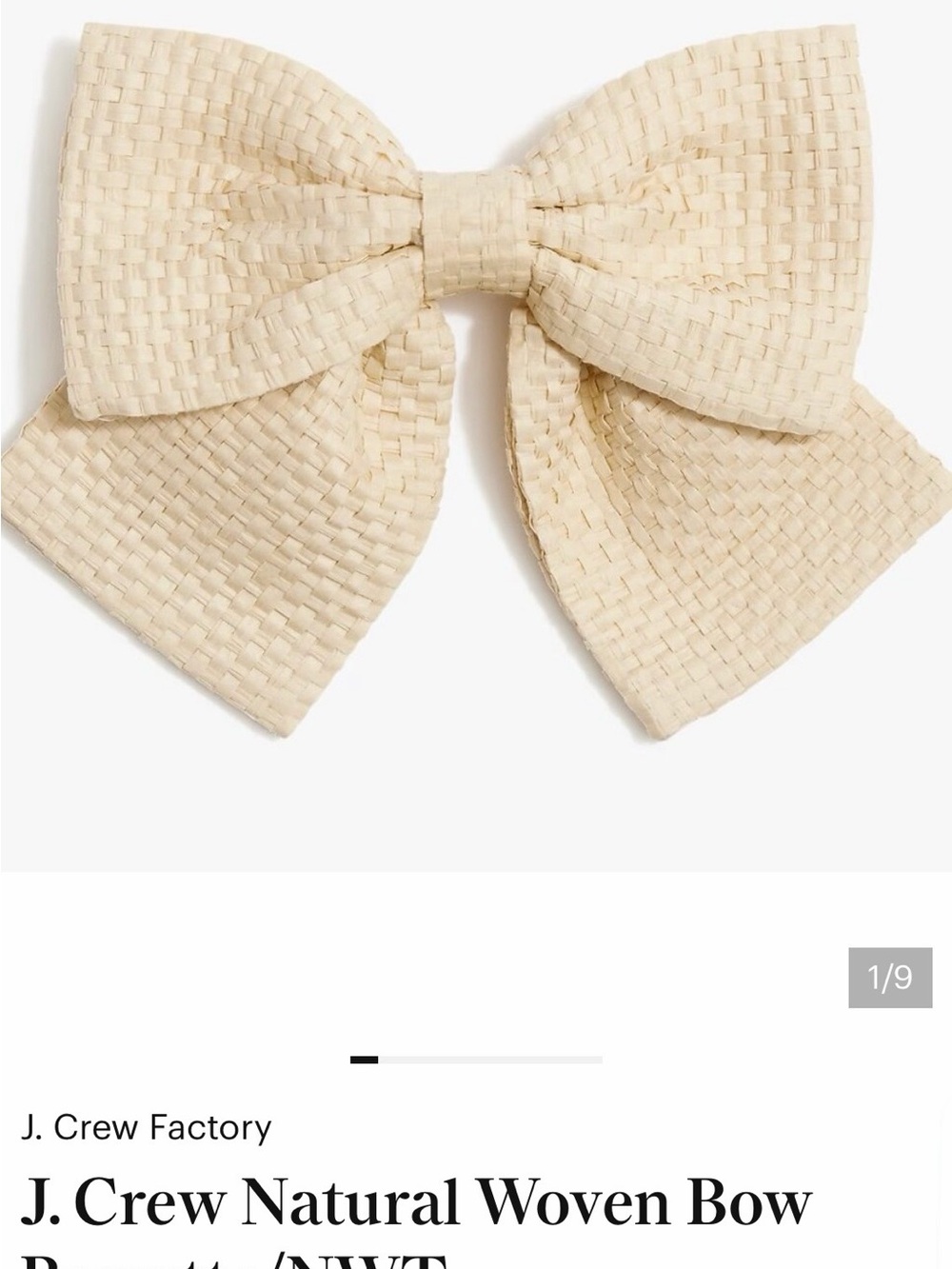 J. Crew Cream Woven Bow Hair Clip